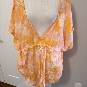 Aerie Tie-Dye Swim Coverup in Orange and White